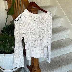 C&C California Cream Crochet Beach Sweater